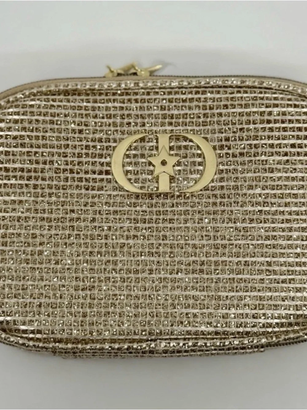 New in Box Dior GWP Gold Metallic Woven Top-Handle Cosmetic Bag Holiday 2025